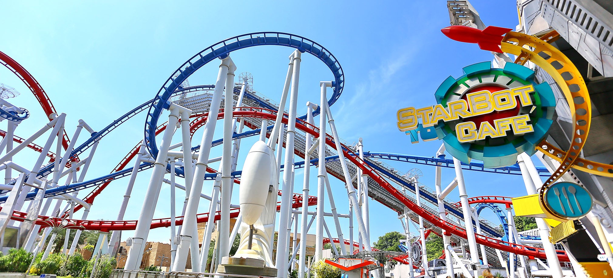 Amusement park roller coaster