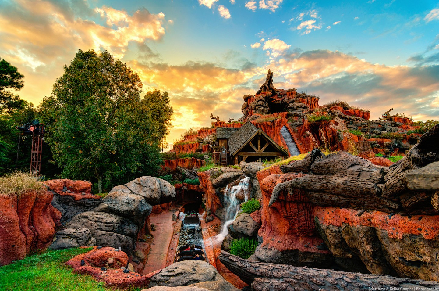 Amusement park at sunset