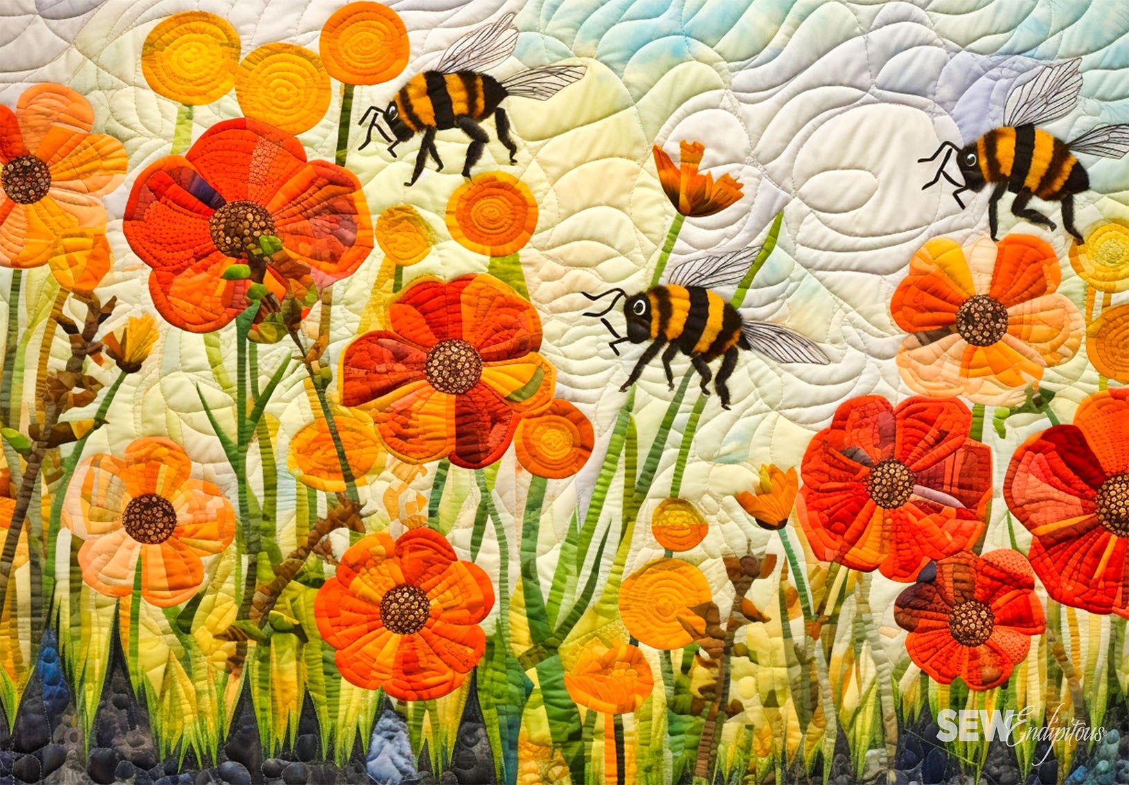 Flower Field with Bees