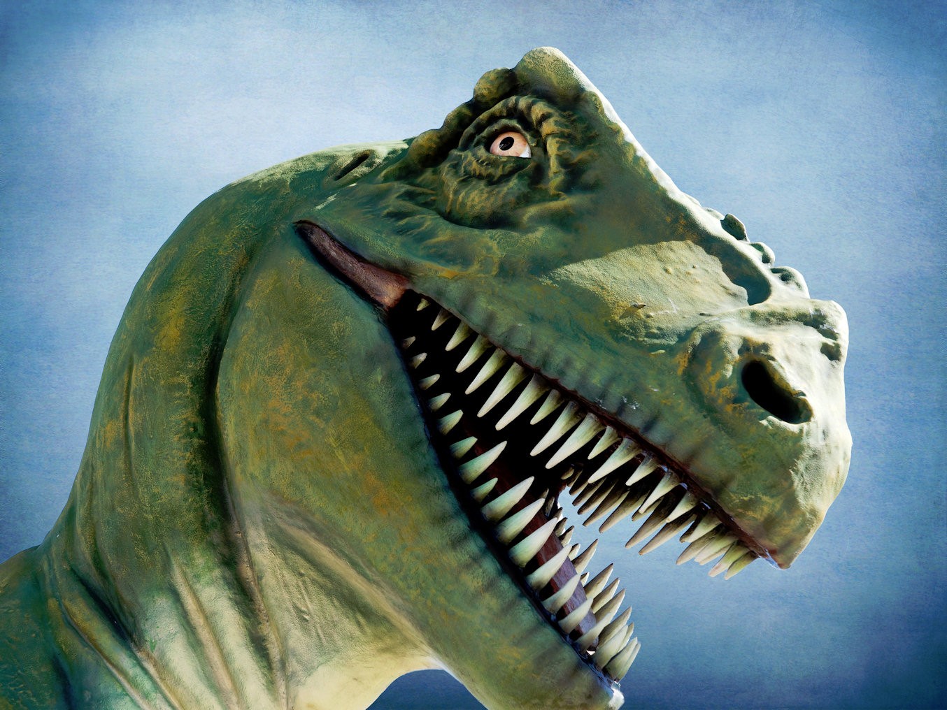 Fake dinosaur with big teeth
