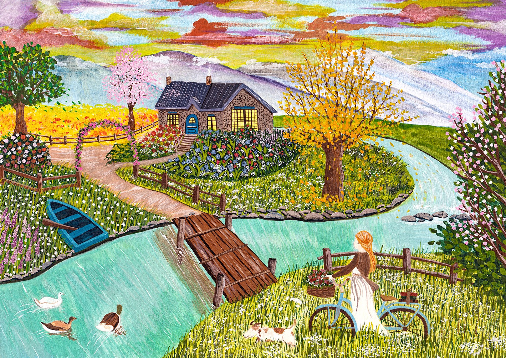 Pastoral scene painted on canvas