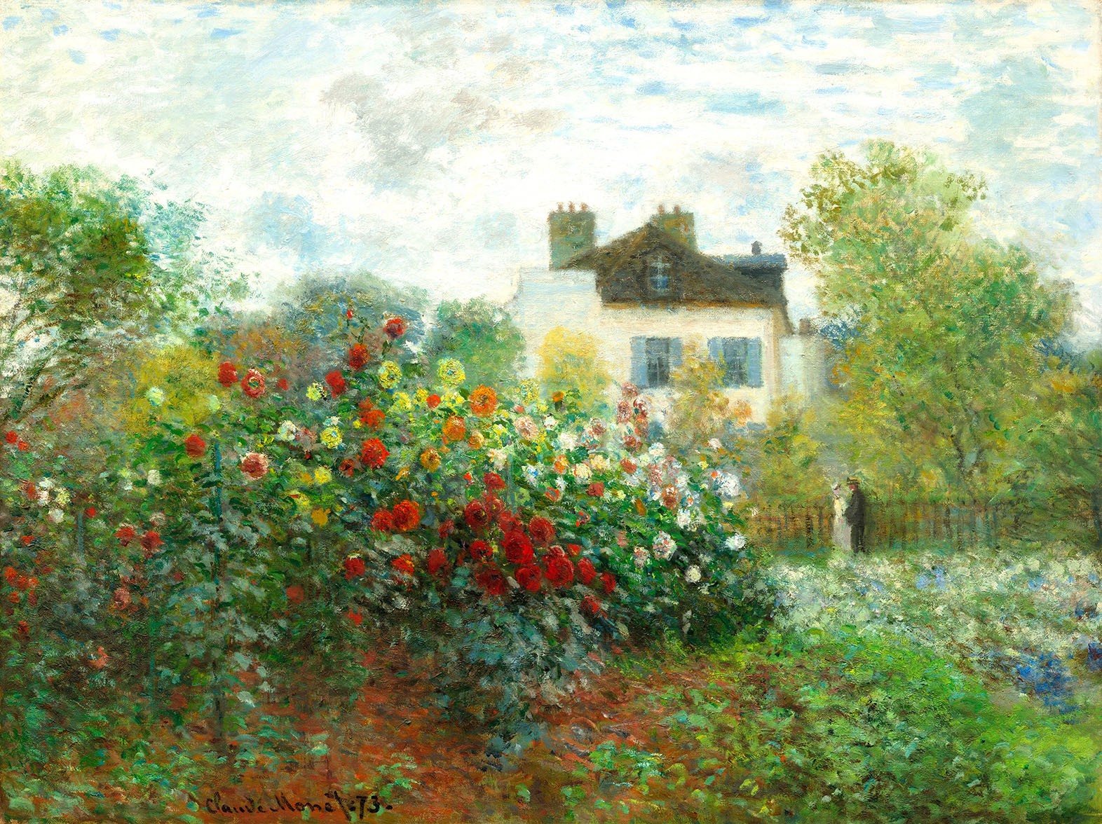 Flower Garden with Yellow House