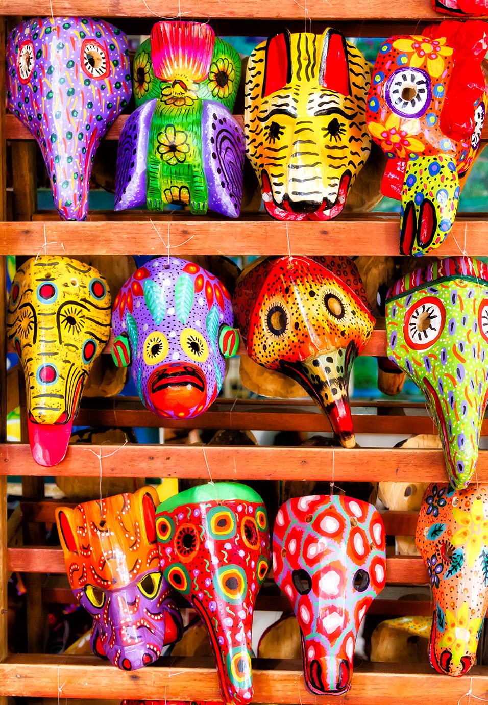 Colorful masks on display