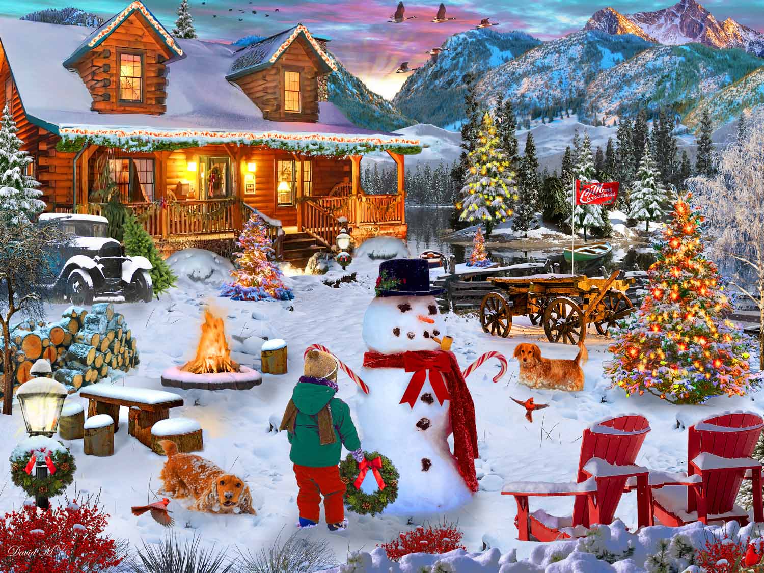 Christmas village snowy