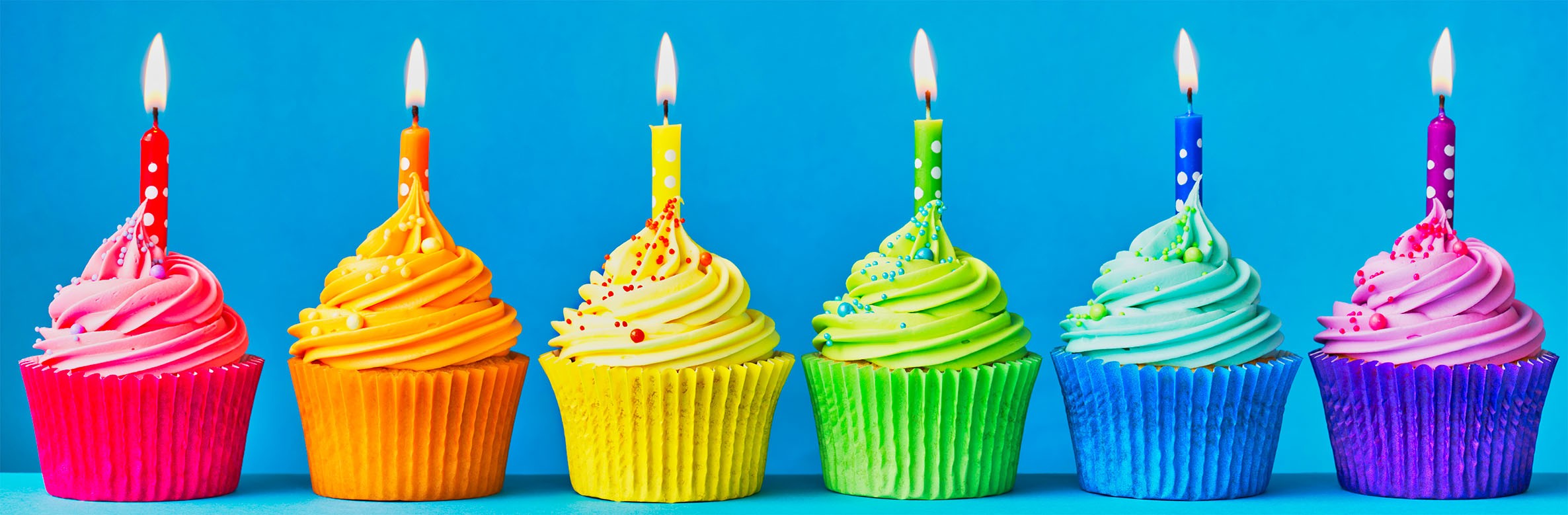 Colorful Cupcakes with Candles
