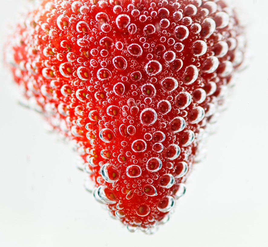 Bubbles on strawberry