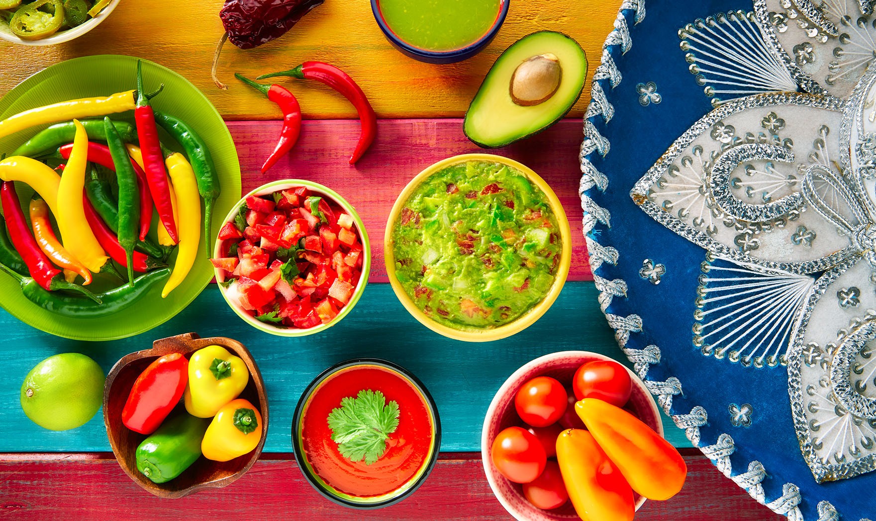 Colorful food on table