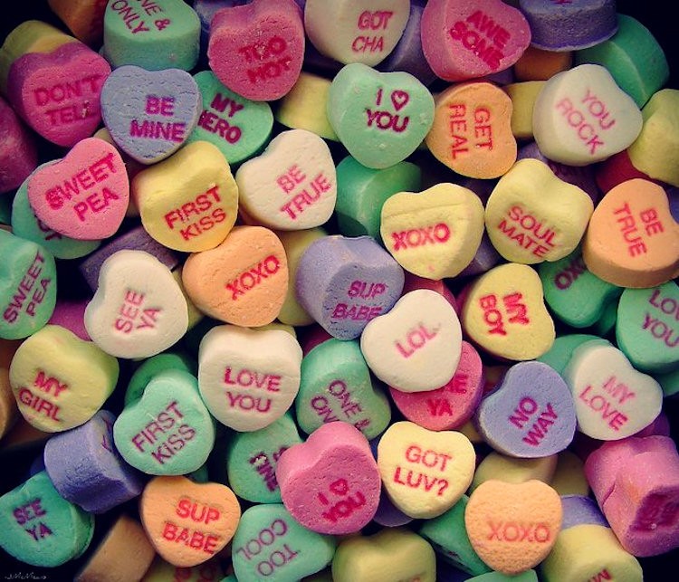 Colorful heart shaped candies