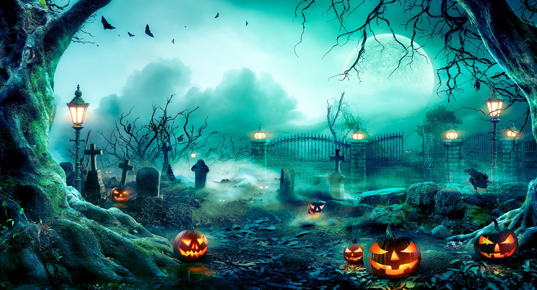 Halloween night scene