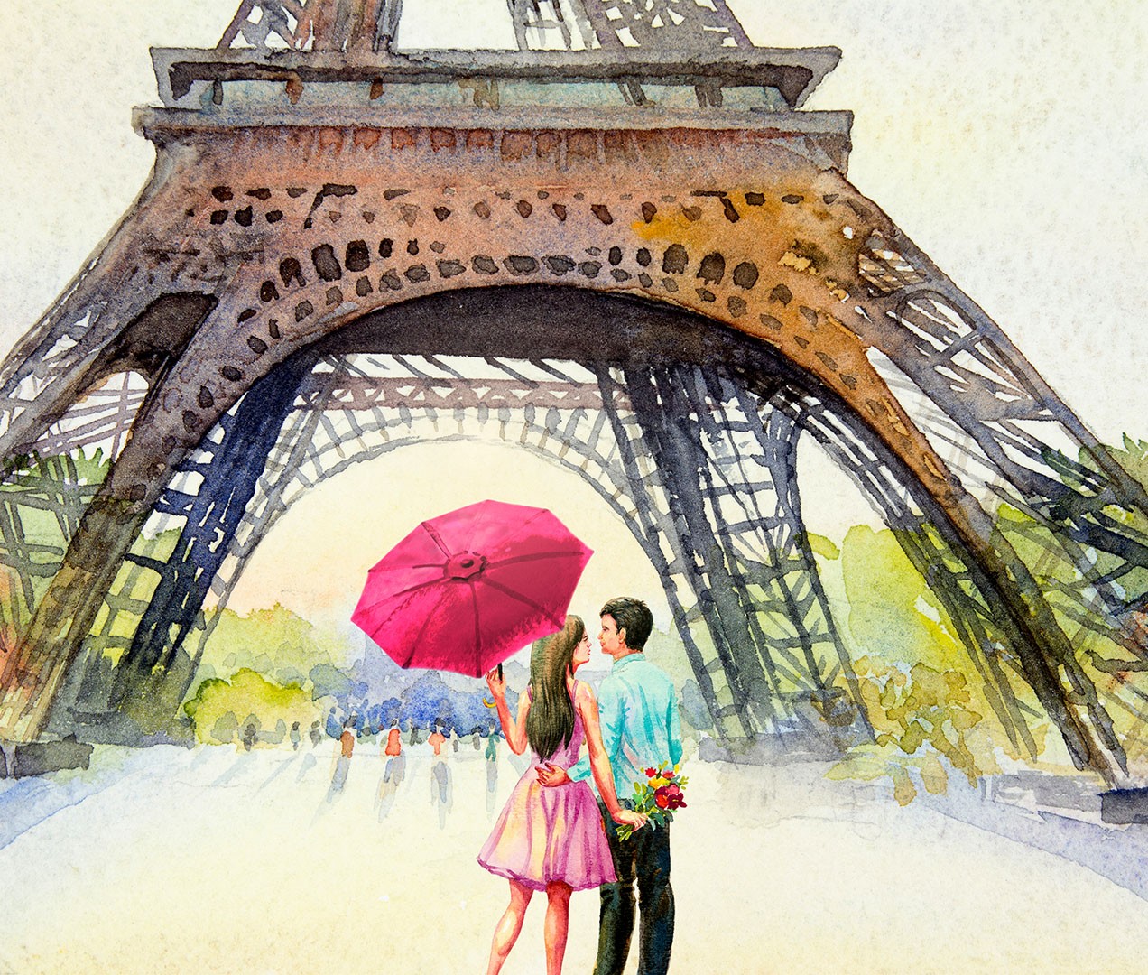 Couple under eiffel tower