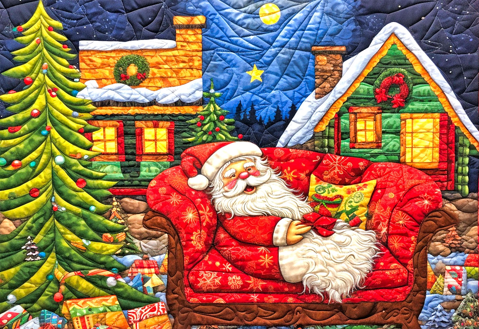 Christmas quilt on wall