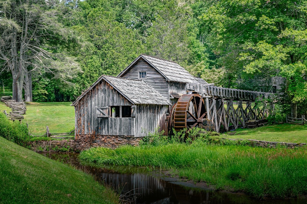 Small wooden house by lake