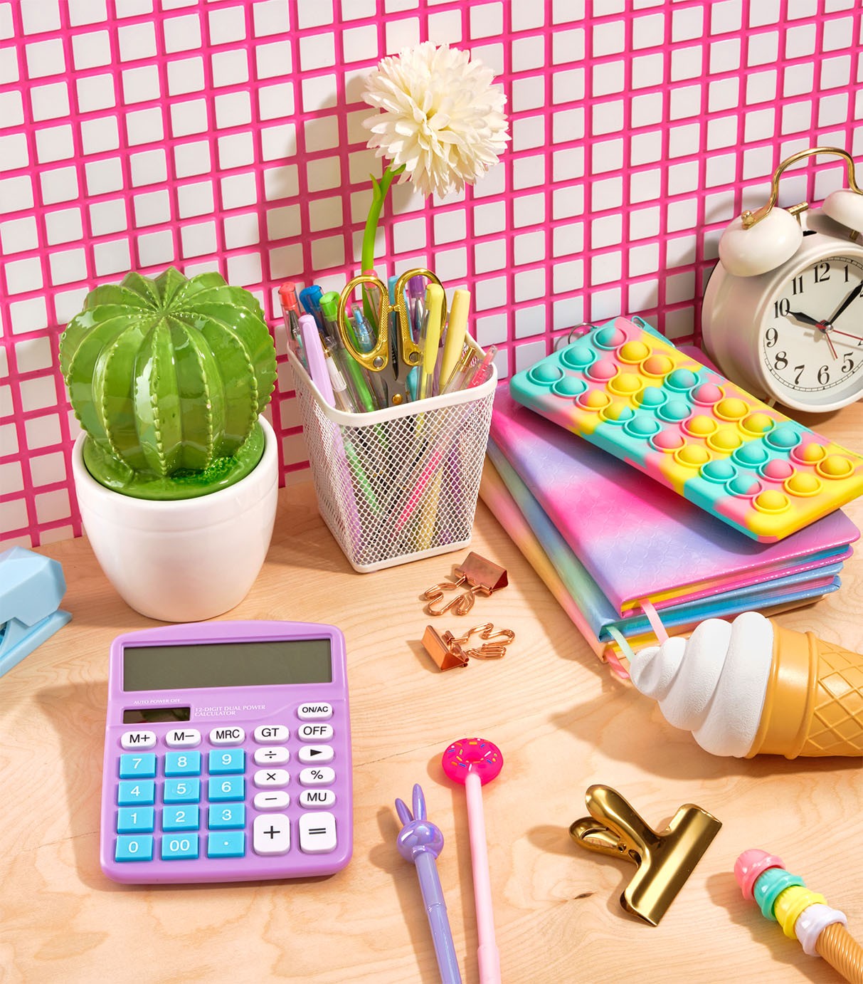 Desk with school supplies