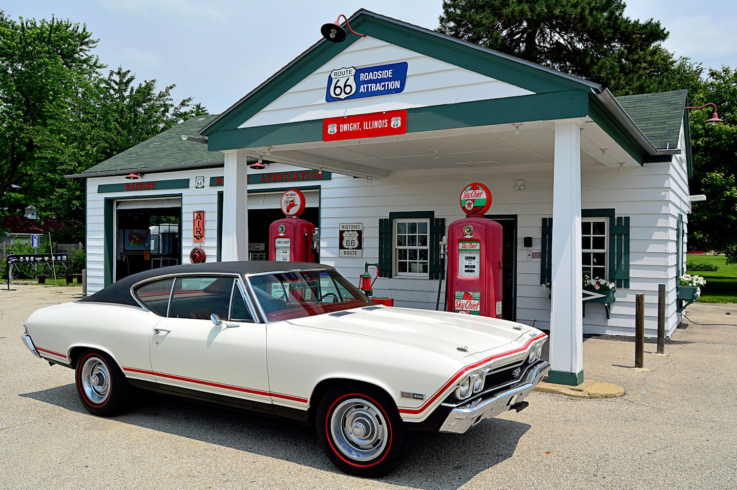 Car parked outside gas station