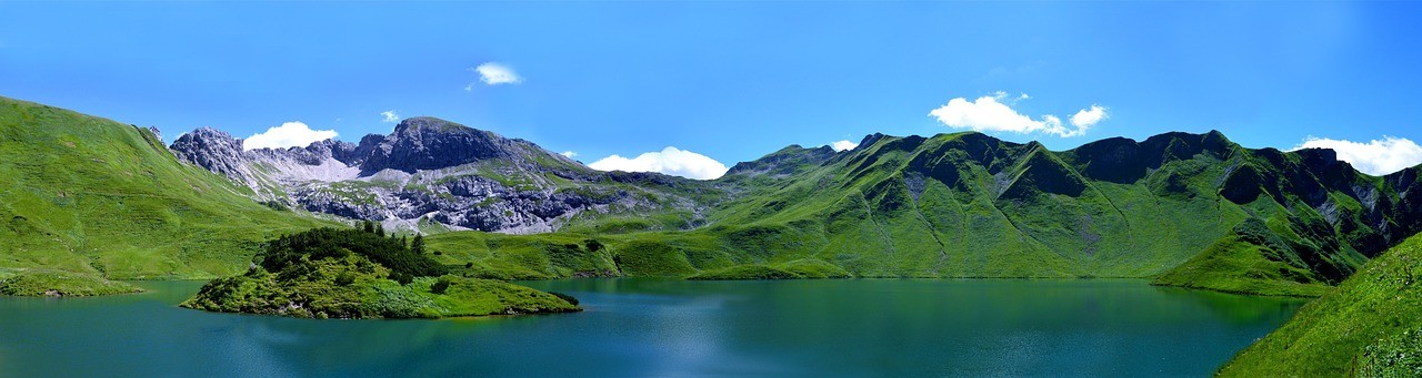 Blue lake and mountains