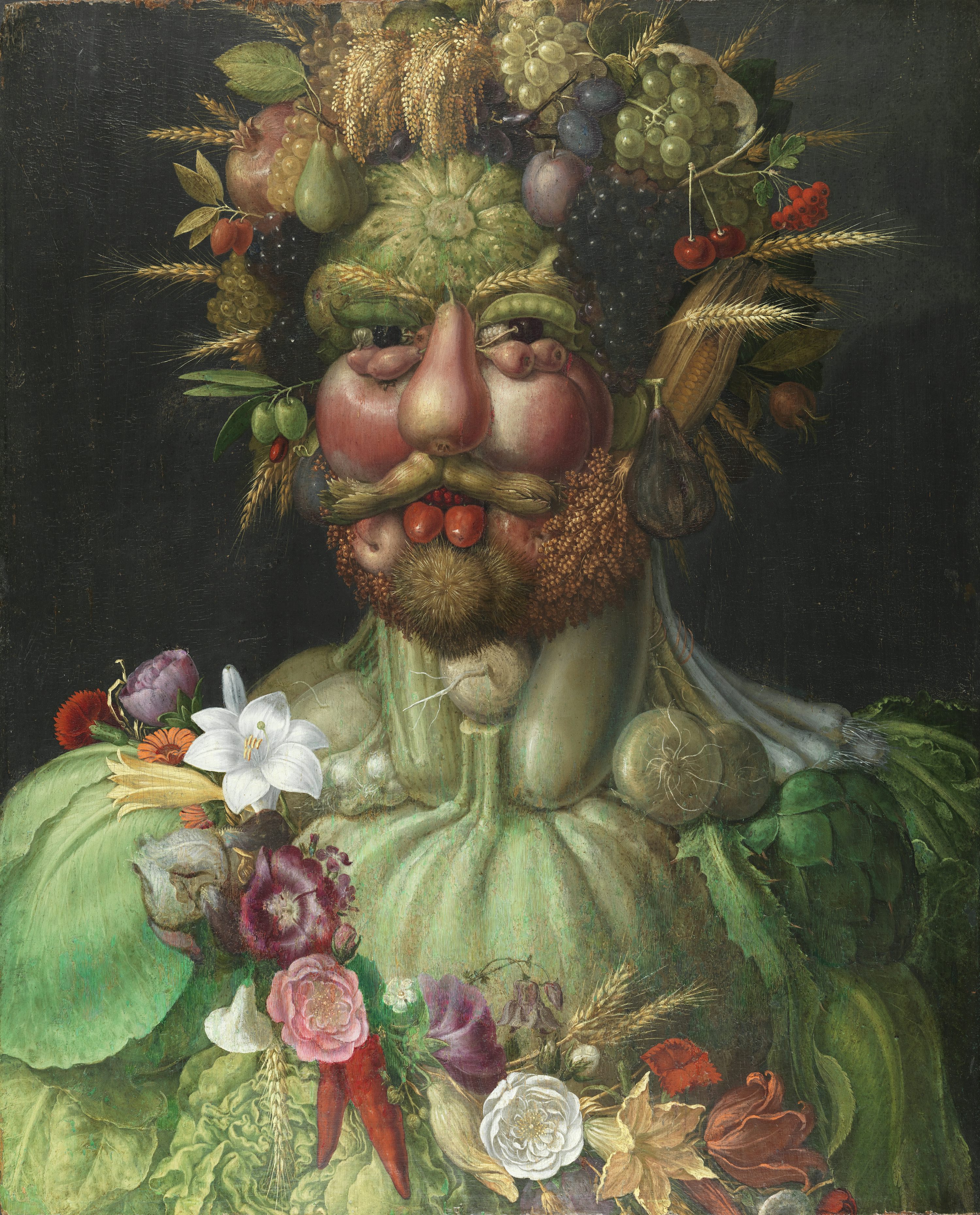 Man's face on plant