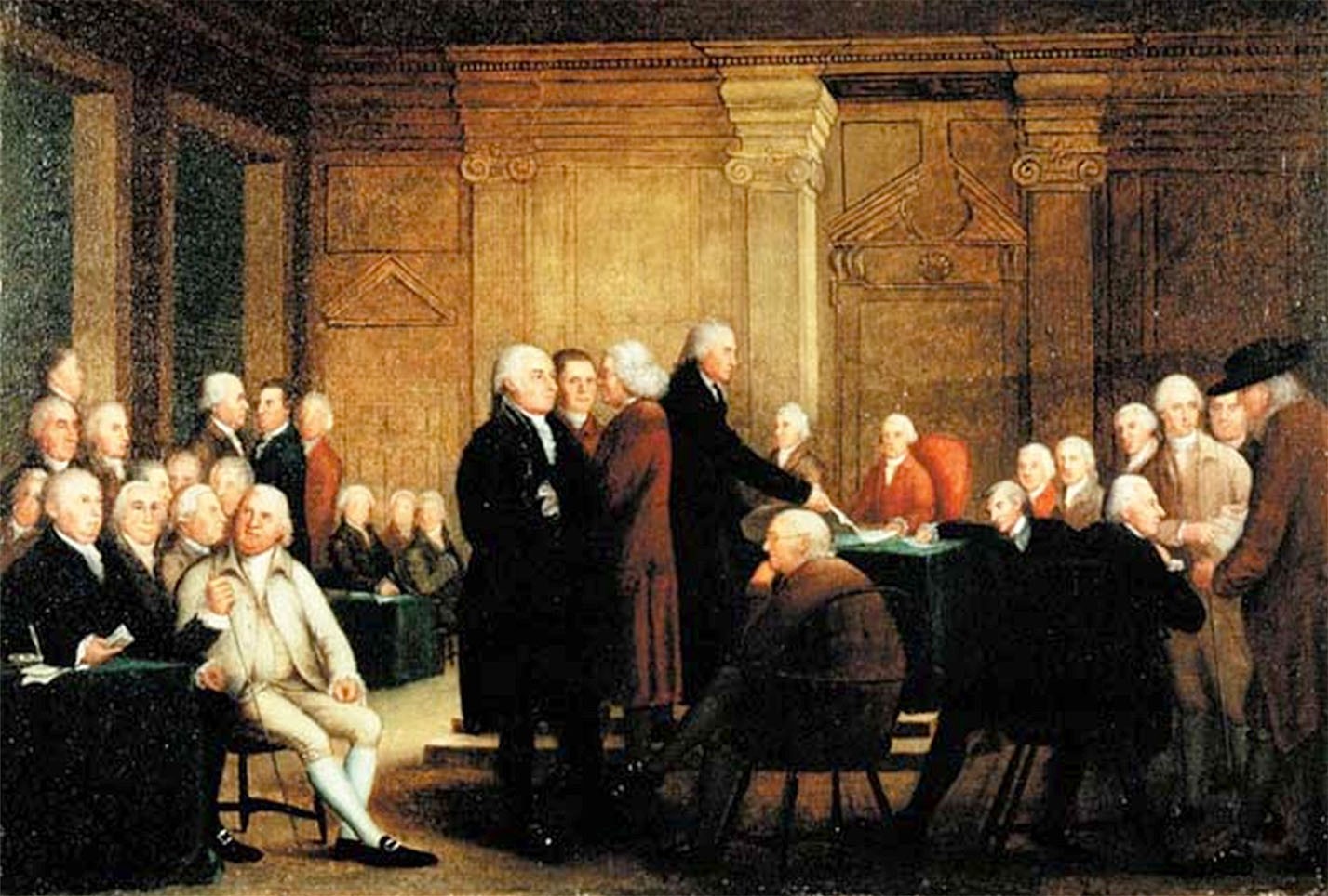Historical scene, men, robe, power, discussion