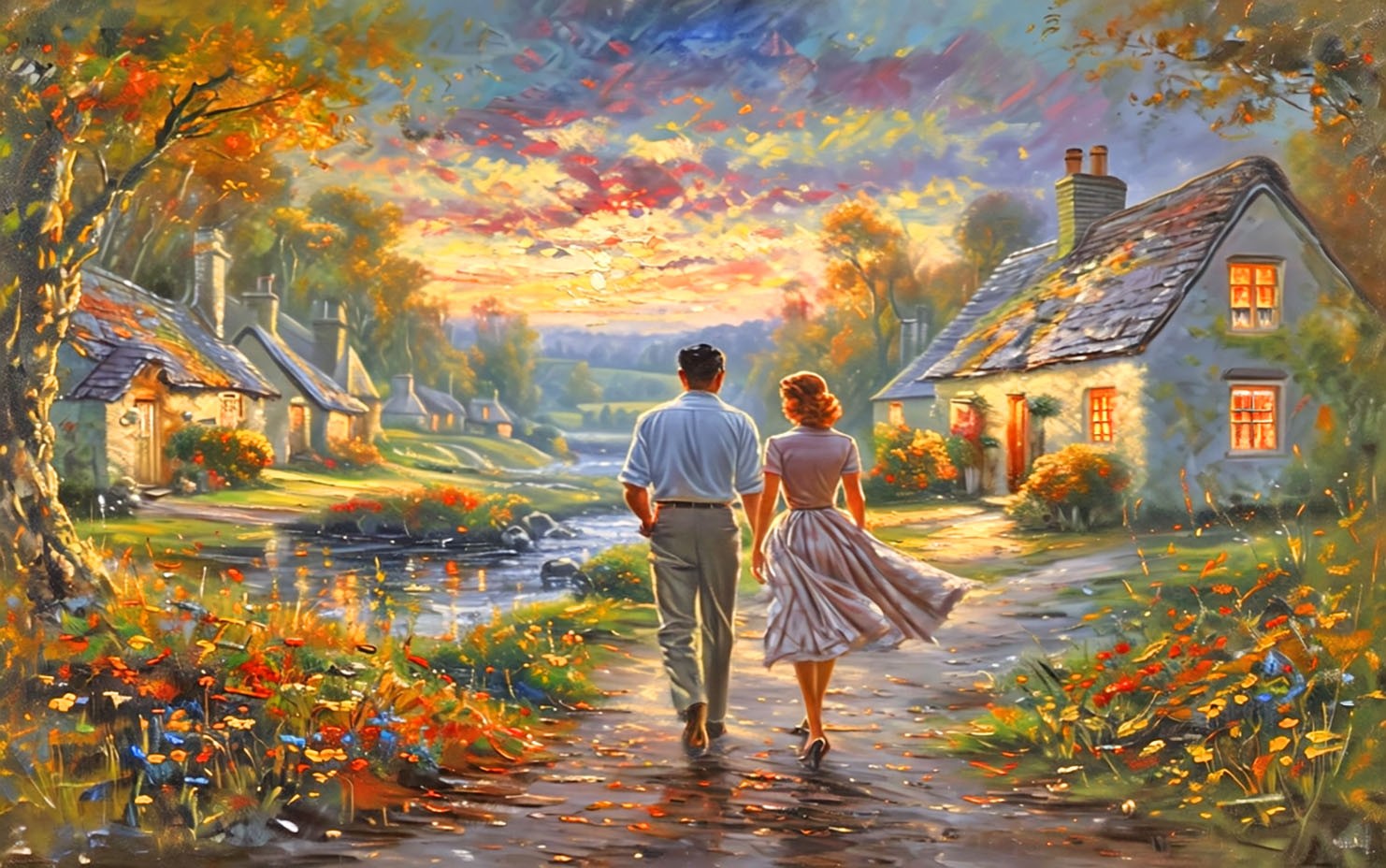 Autumn Village Sunset