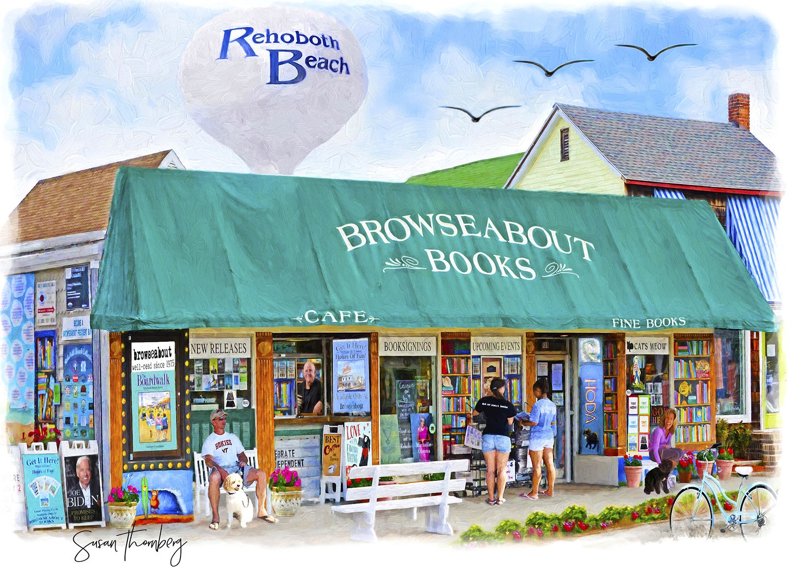 "Cozy Bookstore with Green Roof"