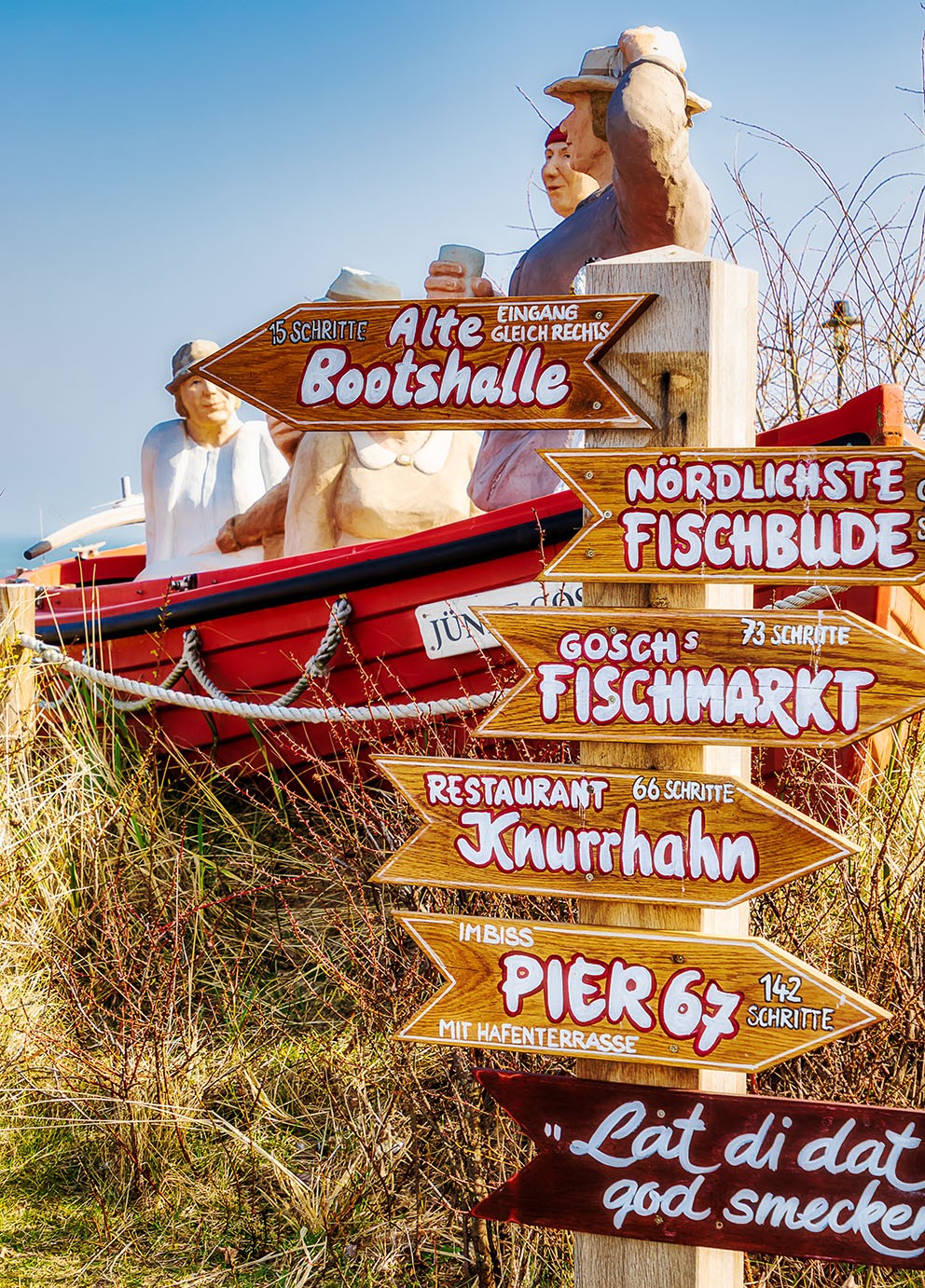 Multilingual signs pointing direction