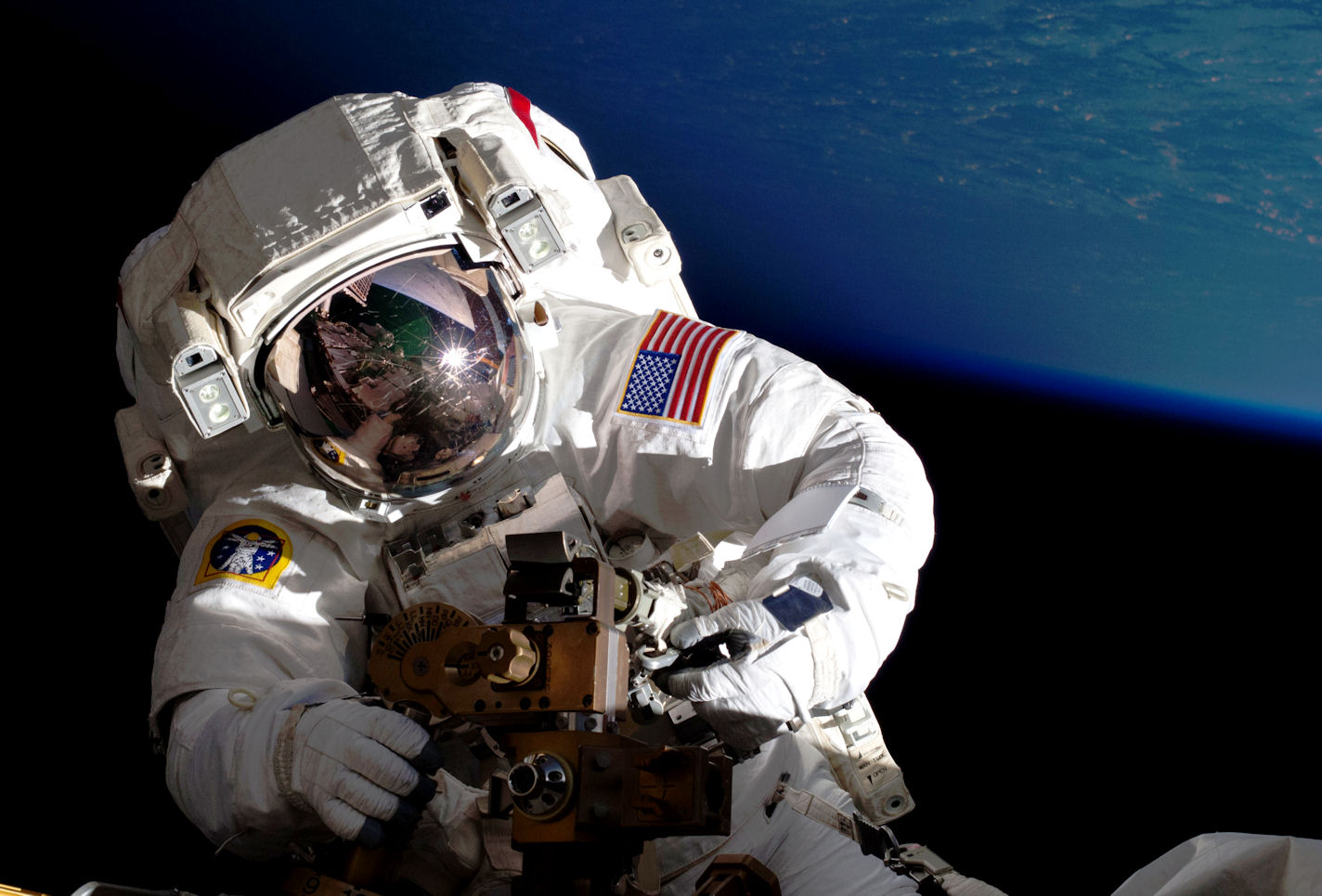 Astronaut on shuttle