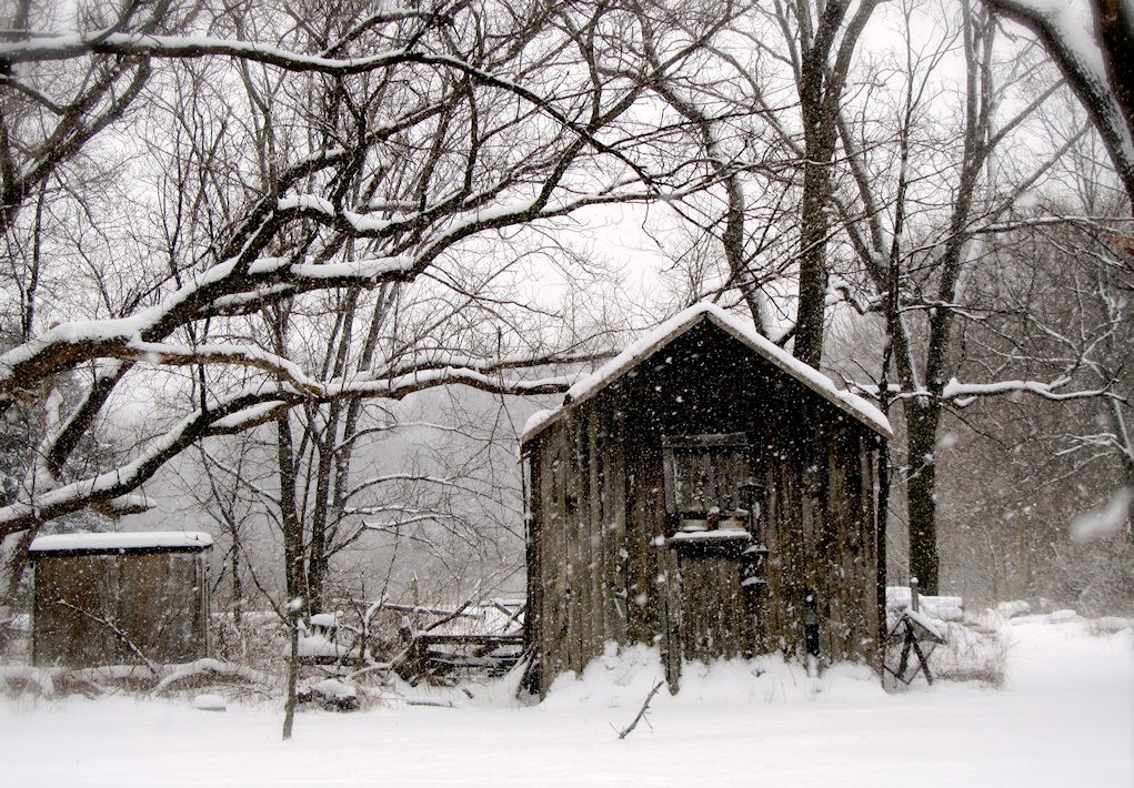 Snow on roof and ground