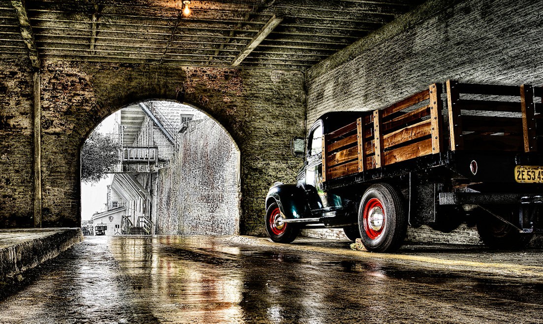 Old Truck in Tunnel