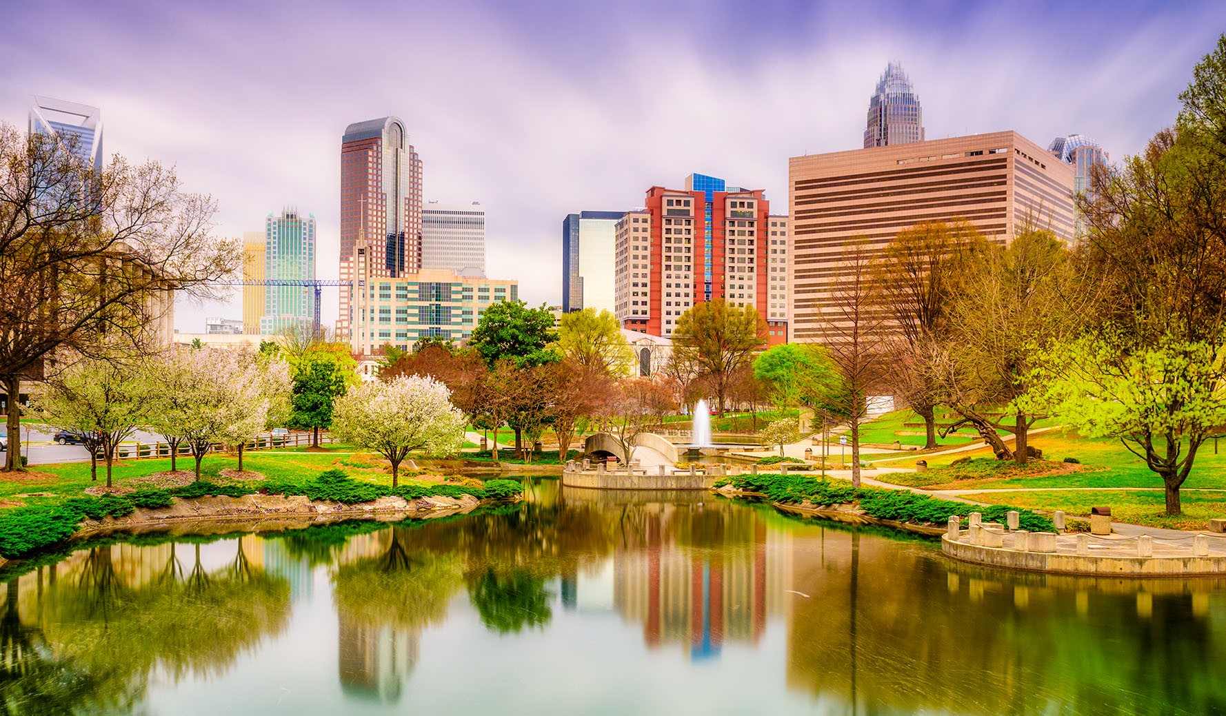 City skyline reflected on water