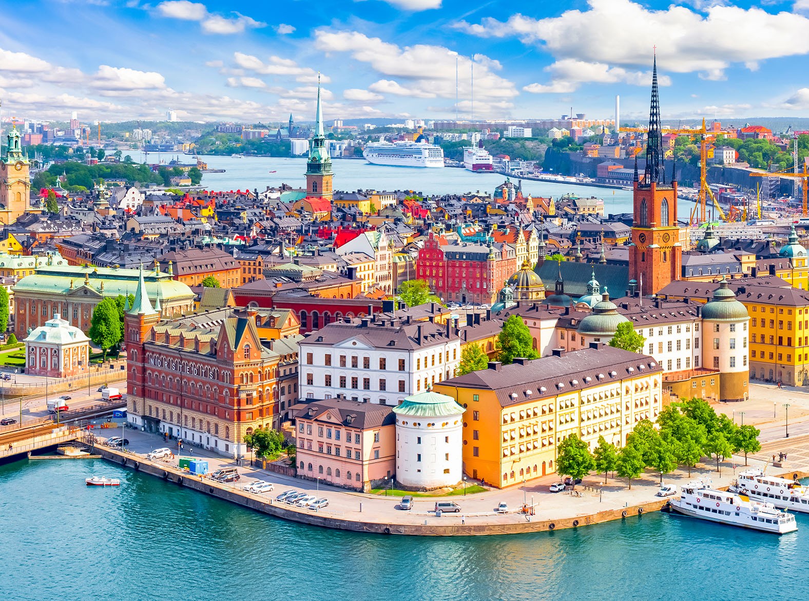 Colorful European city skyline