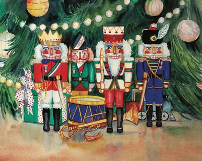 Christmas scene with marching band