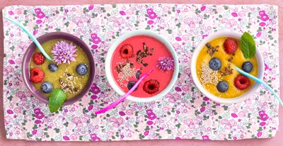 Smoothie bowls on table
