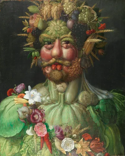 Man's face on plant