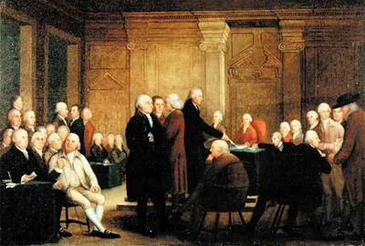 Historical scene, men, robe, power, discussion